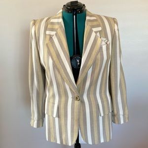 Kasper and company ASL blazer white tan one button
